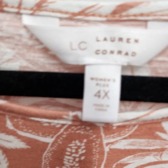 LC Lauren Conrad Womens BOHO Top Size 4X Coral Tropical Print Flutter Sleeve - Picture 6 of 10